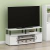 Furinno Jaya Entertainment Center Stand Unit/TV Desk for up to 55 inch, White/Black(White/Black)