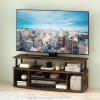 Furinno Jaya Large Entertainment Center Hold up to 55-in TV, Inch, French Oak/Black(Amber Pine/Black)
