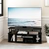 Furinno Jaya Large Entertainment Center Hold up to 55-in TV, Inch, French Oak/Black(Blackwood/Black)