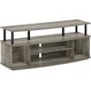 Furinno Jaya Large Entertainment Center Hold up to 55-in TV, Inch, French Oak/Black(French Oak Grey/Black)