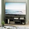 Furinno Jaya Large Entertainment Center Hold up to 55-in TV, Inch, French Oak/Black(French Oak Grey/Black)