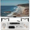 Furinno Jaya Large Entertainment Center Hold up to 55-in TV, Inch, French Oak/Black(White/Black)