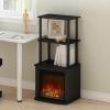 Furinno Jensen Entertainment Center Stand with Fireplace for TV up to 55 Inch, Corded Electric, White(Americano)
