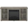 Furinno Jensen Entertainment Center Stand with Fireplace for TV up to 55 Inch, Corded Electric, White(French Oak Grey)