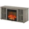 Furinno Jensen Entertainment Center Stand with Fireplace for TV up to 55 Inch, Corded Electric, White(French Oak Grey)