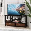 Furinno Moretti Modern Lifestyle TV Stand, Columbia Walnut(Black)