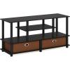 Furinno Moretti Modern Lifestyle TV Stand, Columbia Walnut(Black)