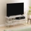 Furinno Moretti Modern Lifestyle TV Stand, Columbia Walnut(Solid White/White)