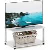Furinno TURN-S-TUBE TV Stand, 3-Tier No Tools Entertainment Center, TV Console for TV up to 46 Inch, for Living Room, Bedroom, Espresso(White Oak/Stainless Steel)