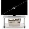 Furinno TURN-S-TUBE TV Stand, 3-Tier No Tools Entertainment Center, TV Console for TV up to 46 Inch, for Living Room, Bedroom, Espresso(White Oak/Stainless Steel)