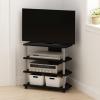 Furinno Turn-N-Tube Easy Assembly 4-Tier Petite Entertainment Center / TV Stand / TV Unit / TV Desk, Stainless Steel, Americano/Chrome(Americano)