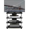 Furinno Turn-N-Tube Easy Assembly 4-Tier Petite Entertainment Center / TV Stand / TV Unit / TV Desk, Stainless Steel, Americano/Chrome(Americano)