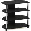 Furinno Turn-N-Tube Easy Assembly 4-Tier Petite Entertainment Center / TV Stand / TV Unit / TV Desk, Stainless Steel, Americano/Chrome(Americano)