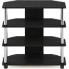 Furinno Turn-N-Tube Easy Assembly 4-Tier Petite Entertainment Center / TV Stand / TV Unit / TV Desk, Stainless Steel, Americano/Chrome(Americano)