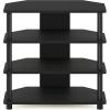 Furinno Turn-N-Tube Easy Assembly 4-Tier Petite Entertainment Center / TV Stand / TV Unit / TV Desk, Stainless Steel, Americano/Chrome(Blackwood)