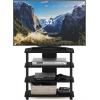 Furinno Turn-N-Tube Easy Assembly 4-Tier Petite Entertainment Center / TV Stand / TV Unit / TV Desk, Stainless Steel, Americano/Chrome(Blackwood)