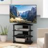 Furinno Turn-N-Tube Easy Assembly 4-Tier Petite Entertainment Center / TV Stand / TV Unit / TV Desk, Stainless Steel, Americano/Chrome(Blackwood)