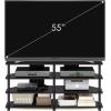 Furinno Turn-N-Tube Easy Assembly 4-Tier Petite Entertainment Center / TV Stand / TV Unit / TV Desk, Stainless Steel, Americano/Chrome(Blackwood/Black)