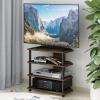 Furinno Turn-N-Tube Easy Assembly 4-Tier Petite Entertainment Center / TV Stand / TV Unit / TV Desk, Stainless Steel, Americano/Chrome(Columbia Walnut)