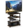 Furinno Turn-N-Tube Easy Assembly 4-Tier Petite Entertainment Center / TV Stand / TV Unit / TV Desk, Stainless Steel, Americano/Chrome(Columbia Walnut)