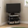 Furinno Turn-N-Tube Easy Assembly 4-Tier Petite Entertainment Center / TV Stand / TV Unit / TV Desk, Stainless Steel, Americano/Chrome(Espresso)