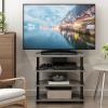 Furinno Turn-N-Tube Easy Assembly 4-Tier Petite Entertainment Center / TV Stand / TV Unit / TV Desk, Stainless Steel, Americano/Chrome(French Oak)