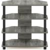 Furinno Turn-N-Tube Easy Assembly 4-Tier Petite Entertainment Center / TV Stand / TV Unit / TV Desk, Stainless Steel, Americano/Chrome(French Oak)