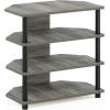 Furinno Turn-N-Tube Easy Assembly 4-Tier Petite Entertainment Center / TV Stand / TV Unit / TV Desk, Stainless Steel, Americano/Chrome(French Oak)