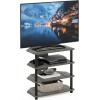 Furinno Turn-N-Tube Easy Assembly 4-Tier Petite Entertainment Center / TV Stand / TV Unit / TV Desk, Stainless Steel, Americano/Chrome(French Oak)
