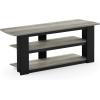 Furinno Turn-N-Tube Easy Assembly 4-Tier Petite Entertainment Center / TV Stand / TV Unit / TV Desk, Stainless Steel, Americano/Chrome(French Oak Grey)