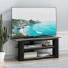 Furinno Turn-N-Tube Easy Assembly 4-Tier Petite Entertainment Center / TV Stand / TV Unit / TV Desk, Stainless Steel, Americano/Chrome(French Oak Grey)