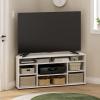 Furinno Turn-N-Tube Easy Assembly 4-Tier Petite Entertainment Center / TV Stand / TV Unit / TV Desk, Stainless Steel, Americano/Chrome(White)