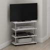 Furinno Turn-N-Tube Easy Assembly 4-Tier Petite Entertainment Center / TV Stand / TV Unit / TV Desk, Stainless Steel, Americano/Chrome(White Oak)