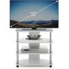 Furinno Turn-N-Tube Easy Assembly 4-Tier Petite Entertainment Center / TV Stand / TV Unit / TV Desk, Stainless Steel, Americano/Chrome(White Oak)
