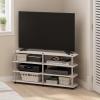 Furinno Turn-N-Tube Easy Assembly 4-Tier Petite Entertainment Center / TV Stand / TV Unit / TV Desk, Stainless Steel, Americano/Chrome(White Oak/Stainless Steel)
