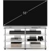 Furinno Turn-N-Tube Easy Assembly 4-Tier Petite Entertainment Center / TV Stand / TV Unit / TV Desk, Stainless Steel, Americano/Chrome(White Oak/Stainless Steel)