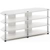 Furinno Turn-N-Tube Easy Assembly 4-Tier Petite Entertainment Center / TV Stand / TV Unit / TV Desk, Stainless Steel, Americano/Chrome(White Oak/Stainless Steel)
