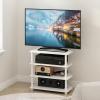 Furinno Turn-N-Tube Easy Assembly 4-Tier Petite Entertainment Center / TV Stand / TV Unit / TV Desk, Stainless Steel, Americano/Chrome(White/White)
