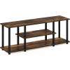 Furinno Turn-N-Tube No Tools 3D 3-Tier Entertainment TV Stand up to 50 inch TV, Round Tubes, Columbia Walnut/Black(Amber Pine/Black)
