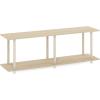 Furinno Turn-N-Tube No Tools 3D 3-Tier Entertainment TV Stand up to 50 inch TV, Round Tubes, Columbia Walnut/Black(Bauhaus Oak/Beige)