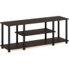 Furinno Turn-N-Tube No Tools 3D 3-Tier Entertainment TV Stand up to 50 inch TV, Round Tubes, Columbia Walnut/Black(Dark Brown/Black)