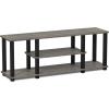 Furinno Turn-N-Tube No Tools 3D 3-Tier Entertainment TV Stand up to 50 inch TV, Round Tubes, Columbia Walnut/Black(French Oak/Black)