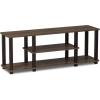 Furinno Turn-N-Tube No Tools 3D 3-Tier Entertainment TV Stand up to 50 inch TV, Round Tubes, Columbia Walnut/Black(Walnut/Brown)