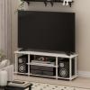 Furinno Turn-N-Tube No Tools 3D 3-Tier Entertainment TV Stand up to 50 inch TV, Round Tubes, Columbia Walnut/Black(White/White)