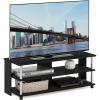 Furinno BEGINNING TV Stand, 2-Tier Entertainment Center with Open Shelf, TV Console for TV up to 36 Inch, for Living Room, Bedroom, French Oak(Americano/Stainless Steel)