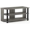 Furinno BEGINNING TV Stand, 2-Tier Entertainment Center with Open Shelf, TV Console for TV up to 36 Inch, for Living Room, Bedroom, French Oak(French Oak/Black)