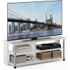 Furinno BEGINNING TV Stand, 2-Tier Entertainment Center with Open Shelf, TV Console for TV up to 36 Inch, for Living Room, Bedroom, French Oak(White Oak/Stainless Steel)