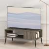 Furinno Camnus Modern Living TV Stand for TVs up to 65 Inch, Americano/Black(French Oak)