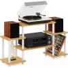 Furinno JAYA Simple Design Corner TV Stand, French Oak Grey/Black, 42.04 x 22.75 x 15.55 Inches(Beech/White)