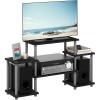 Furinno JAYA Simple Design Corner TV Stand, French Oak Grey/Black, 42.04 x 22.75 x 15.55 Inches(Black/Grey)